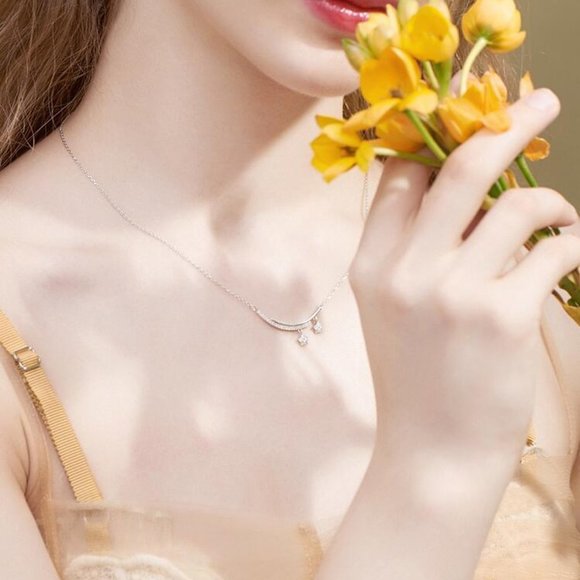 NEW 925 Sterling Silver Diamond Star Necklace - Picture 4 of 8